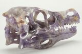 Carved Amethyst Dinosaur Crystal Skull - Ferocious! #227049-6